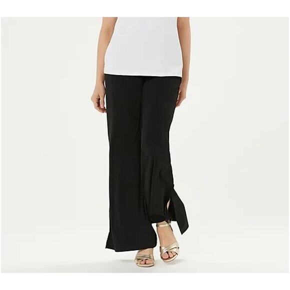 G.I.L.I. Womens Jetsetter Pants Side Slits XL Black Side Slit Jersey Knit NWOT - Picture 1 of 6
